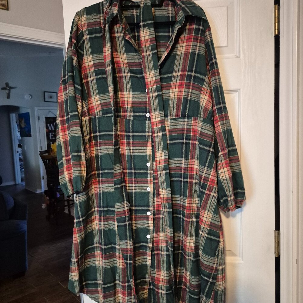 Plad shirt dress